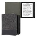 kwmobile Case Compatible with Kobo Sage - PU Leather and Canvas e-Reader Cover - Anthracite/Black