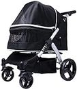 PetStrollers for Large Dogs Travel Dog Stroller Carrier Cat Carriage Pet Strollers for Dogs and Cats Respirant (Nero)
