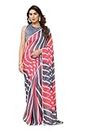 RAJESHWAR FASHION WITH RF Women's Ready To Wear Georgette Leheriya Printed Sarees For Women With Lace Border & Solid Unstitched Blouse Piece (Ready To Wear Pink Saree)