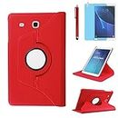 Case for Samsung Galaxy Tab E 8.0 inch Tablet (SM-T378 SM-T375 SM-T377),360 Degree Rotating Stand Case Full Protective Cover,with Stylus Pen,Screen Film (Red)