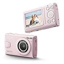 4K Digital Camera for Photography Autofocus 64MP Vlogging Camera for YouTube with 18X Zoom, 2.4'' Small Compact Video Camera with Flash, SD Card & 2 Batteries for Student Children Teens Pink