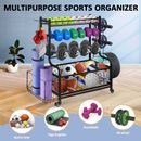 Sports Equipment Ball Storage Rack Cart Garage Organiser for Yoga Mat Dumbbell
