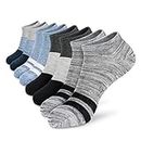 MONFOOT Women's and Men's 8 Pairs Cotton Low Cut Ankle Socks Blue Grey, multipack