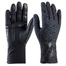 isotoner Womens Spandex Touchscreen Cold Weather With Warm Fleece Lining And Chevron Details Gloves, Black - Smartdri, Small-Medium US