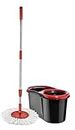 Best House Microfiber Spin Mop Bucket Set Floor Cleaning Solution, Self-Wringing Wet and Dry Rotary Mop with Bucket Set, Cleaning mop bucket Set, Durable Plastic Mop Bucket (13L, Black Red)