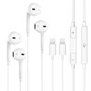 2 Pack Headphones Wired for iPhone 14/13/12/11/XR/XS/X/8/7, iPad Pro Air Mini, Wired Earbuds, Control Microphone, Volume, Music