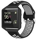 ESeekGo Compatible with Fitbit Blaze Bands for Men Women, Silicone Sport Breathable Replacement Bands with 1 Pack Black Metal Frame Compatible with Fitbit Blaze Bands for Women Men, Large