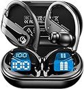 Wireless Ear Buds Bluetooth Earbuds with Mic, Wireless Headphones Bluetooth 5.3 Sport Earbuds Digital LED Display, IPX7 Waterproof Running Over Ear Buds Wireless with Hooks for Sports Workout Gym