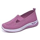 Women's Woven Breathable Soft Sole Shoes,Comfortable Mesh Up Stretch Sneakers,Slip-on Orthopedic Shoes (Pink,38)