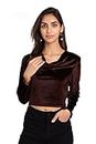 VISO Latest Fashionable Round Neck Striped Sleeveless Crop Top for Women (Brown)