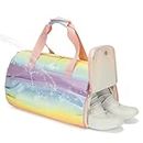 HEAD Women Girls Small Gym Dance Bag with Shoe Compartment, Waterproof Sport Bag with Wet Pocket, Colorful Rainbow Cute Duffel Bag fits for Yoga/Fitness/Overnight Weekender/Swim/Travel/Outdoor