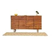 The Muebles Solid Acacia Wood Elegant Sideboard Cabinet || 4 Door Storage Cabinet || 4 Drawers with Top Shelf || Cabinet for Living Room, Bedroom, Kitchen || Light Brown (Walnut)