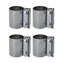 AeKeatDa4 Pack 2.5 Inch Butt Joint Exhaust Band Clamp Sleeve, Stainless Exhaust Clamp Steel Exhaust Clamp Steel Pipe Clamp Butt fit for Exhausts, Mufflers, Downpipes