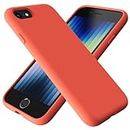 TAXXOE Liquid Silicone Case Compatible with iPhone SE 2020/2022, iPhone 8/7, 4.7 Inch, Soft-Touch, Shockproof, DustProof, Antiskid Full Body Phone Cover for iPhone SE - Apricot