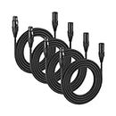 MFL. 10 ft Flexible DMX Cable 3 Pin Signal XLR Male to Female Cable Wire for Stage Lighting DJ Lights, 110 Ohms Impedance, Black, 4 Pack