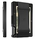 The Ridge Wallet for Men, Rail-Thin, Minimalist Aesthetic, Holds up to 12 Cards, RFID Secure, Blocks Chip Readers, Aluminium Wallet with Cash Strap (Black)