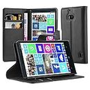 cadorabo Book Case works with Nokia Lumia 929/930 in OXID BLACK - with Magnetic Closure, Stand Function and Card Slot - Wallet Etui Cover Pouch PU Leather Flip