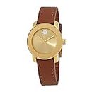 Movado Bold Gold Dial Brown Leather Ladies Watch 3600437