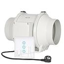 HG Power 5" Ventilateur d'Extracteur d'Air de Conduit avec Contrôleur de Vitesse Sans Fil Silencieux pour salle de bains, bureau, hôtel, culture hydroponique (Diamètre 125mm)