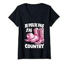 Femme Je Peux Pas J'ai Country Humour Danse En Ligne Western T-Shirt avec Col en V