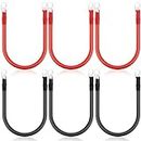 Hoteam 6 Pcs Battery Cable 1 ft Copper Battery Inverter Cables with Terminals 3/8 Inch Lugs Red and Black Both Ends Power Inverter Wire for Solar Motorcycle Automotive RV Car Boat Marine (4 AWG)