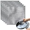 Multipurpose Wire Dishwashing Rags for Wet and Dry, Non-Scratch Wire Dishcloth Double Stainless Steel Scrubber, for Home Kitchen Cooktop Grid Cleaning Cloth (5 PCS)