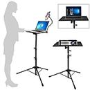 AIRUIHE Laptop Tripod Stand Adjustable Height 17.7 to 42.7 inch with gooseneck Phone Holder, Portable Projector Detachable Computer DJ Equipment Mount