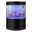 Penn-Plax Water World Luxury Large Bow Front Acrylic Aquarium with Built-in Stand and Storage Top (LM2) – 360° View – Great for Freshwater and Saltwater Fish �– 58 Gallons