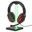 GAME PUNK Wired LED Gaming Headset with Microphone and LED Lights Gaming Headset Stand | On-Ear Gaming Headphones for PS5, Xbox Series X and S, Laptop, PC Gaming Headphone Stand | USB, AUX Input