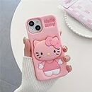 Case Creation for iPhone 11 3D Cartoon Hello Kitty Case,Full Protective Bow Cat Girly Kitty Doll Animal Back Case with Holder Cute Soft Silicone Stylish Fashion Fun Aesthetic Cover for Apple iPhone 11