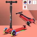 Foldable Kids Scooter Adjustable Height Flashing LED Lights 3 Wheels Kick Push