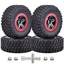 HobbyPark 12mm Hex Pre-Glued 1/10 RC Short Course Tires and Wheels Set for Traxxas Slash 4X4 2wd VXL Redcat Blackout XTE SC TR10, Losi 22S SCT fit Brushless Motor 2s 3s 4s Models