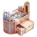 EOOUT Rose Gold Desk Organizers Office Organizers and Accessories Cute Office Supplies Pencil Holder for Women Desk
