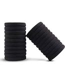 Seeotwo Black Hair Ties Soft Premium Elastic No Damage Seamless Ouchless Soft Stretchable Non-Slip Cotton Rubber Bands, Thick Thin Hair, Ponytail Holders, Scrunchy, Men, Women, Boys, Girls (20)