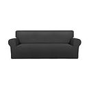 PureFit Super Stretch Sofa Slipcover – Spandex Non Slip Soft Couch Sofa Cover, Washable Furniture Protector with Non Skid Foam and Elastic Bottom for Kids, Pets （Sofa, Dark Gray）