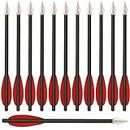 WANVZMR Mini Crossbow Bolts,6.3" Crossbow Arrows,Carbon Crossbow Bolts Arrows with Broadhead Tips Hunting Arrows for 50-80lbs Pistol Crossbow Practicing Shooting Target Small Hunting (12PCS RED)