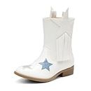 DREAM PAIRS Girls Cowgirl Cowboy Western Mid Calf Tassel Boots,Size 9 Toddler,WHITE,SDBO2402K