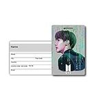 DOTME K POP Boy J Hope face Illustrational Art Printed PVC Luggage Suitcase Bag Tag with Silicon Strap and Identification Labels for Travel Baggage Suitcases Bags ( 3 x 2 inches)