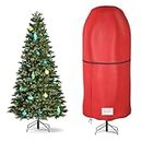 Riuog Upright Christmas Tree Storage Bag,Tear Resistant Adjustable Christmas Tree Storage Bag for 7.5 Foot Assembled Trees (Red)