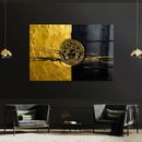 Mural arte oro y negro representan lujo, vidrio acrílico, lienzo, póster
