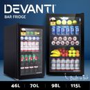 Devanti Bar Fridge Glass Door Mini Counter Top Freezer Fridges Bottle Cooler