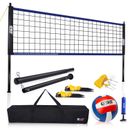 Portable Volleyball Set w/Net System & Volleyball Ball/Pump for Backyard, Beach