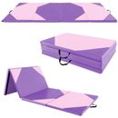 10' x 4' x 2" 4-Panel Folding Gymnastics Exercise Mat w/ Hook & Loop Fasteners