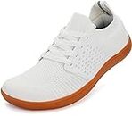 WHITIN Women's Minimalist Barefoot Low Zero Drop Shoes Female Sneakers Width Ladies Size 9 Wide Toe Box Trail Running Zapatos De Mujer Hiking Jogger Wider Non Slip Lifting Sports White/Gum 40