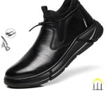 Chaussures de sécurité imperméables en cuir noir pour hommes, bottes bureau EPI