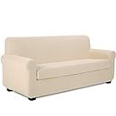 TIANSHU Funda elástica de sillón, Incluye 1 Funda para sofá de 3 plazas y 1 Funda a Juego para cojín, Lavable y removible, Suave y cómodo (Beige)