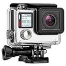 YALLSAME Waterproof Case for GoPro Hero 4 3 3+, 131ft Underwater Protective Housing Accessories Ideal for Scuba Diving, Snorkeling, Surfing, Dive Housing Case for GoPro 3 Plus 3 4 Black/Silver