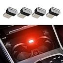 deemars 4PCS USB LED Car Interior Atmosphere Lamp, USB Led Light, Portable Mini LED Light, Plug-in USB Interface Ambient Lighting Kit, USB Light Universal for Most Cars (Red)