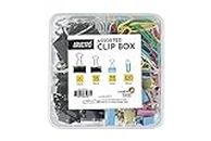 Brustro Clip Box Set of 56 Binder Clips (Less Effort) and 120 Paper Clips, Stationery Binding Supplies for Loose Papers, Files, DIY, Office and School Use