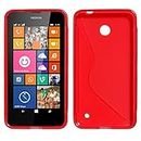 ebestStar - Cover Compatibile con Nokia Lumia 630 Custodia Protezione S-Line Design Silicone Gel TPU Morbida e Sottile, Rosso [Apparecchio: 129.5 x 66.7 x 9.2mm, 4.5'']